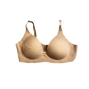 Victoria's Secret Wireless Bra Tan Nude Metallic Logo Straps Large
